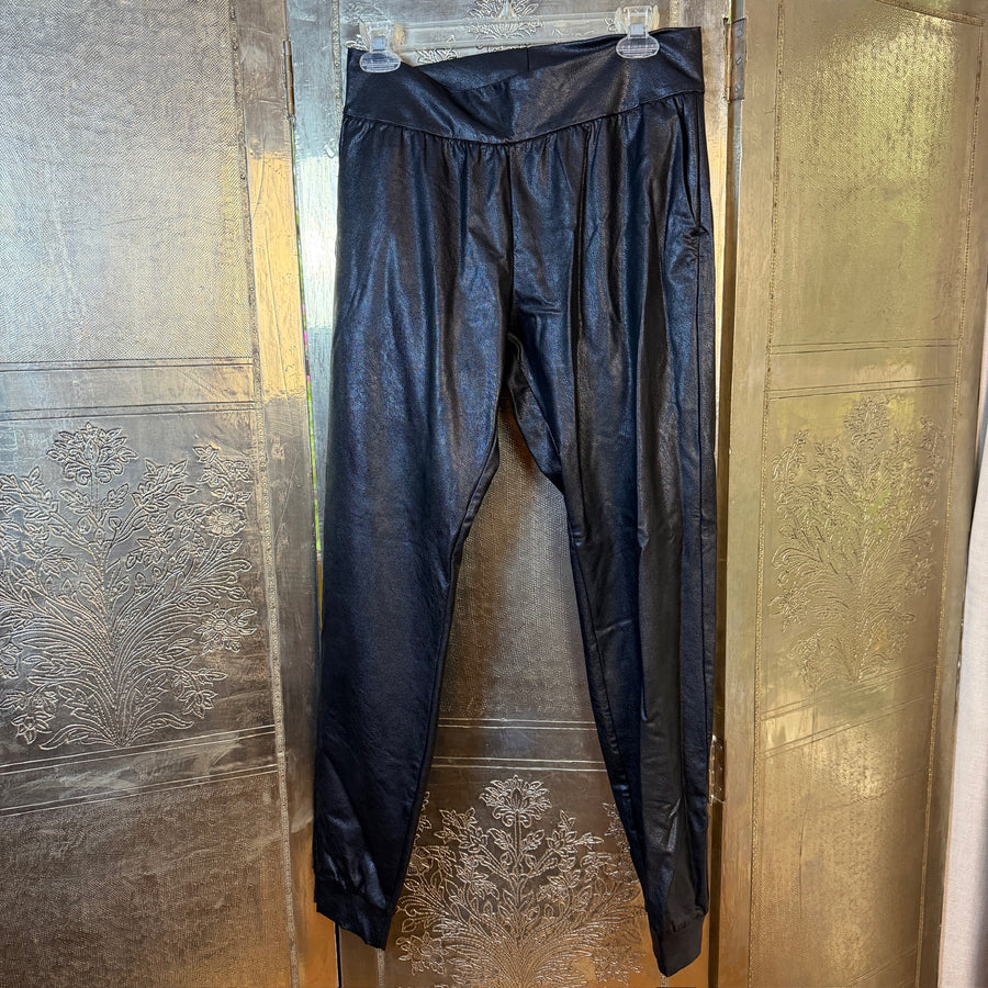 Commando Faux Leather Joggers — Front