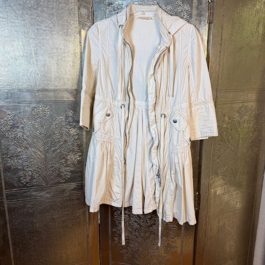 DKNY Jeans Hooded Drawstring Jacket Dress — Front