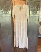 Just Hold On White Eyelet Midi Dress Size S — Front