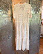 Just Hold On White Eyelet Midi Dress Size S — Back