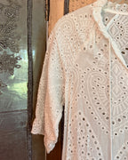 Just Hold On White Eyelet Midi Dress Size S — Sleeve Detail