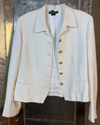 Lauren Ralph Lauren Textured Linen Blazer Size 12 — Front