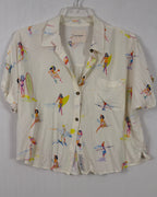 Lucky Brand Surfer Girl Print Button-Down Shirt — Front