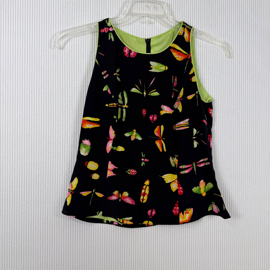Michele Butterfly Insect Print Sleeveless Blouse — Front