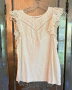 Miss Selfridge Eyelet Ruffle Sleeve Top Size 10 (US 6, EUR 38) — Front
