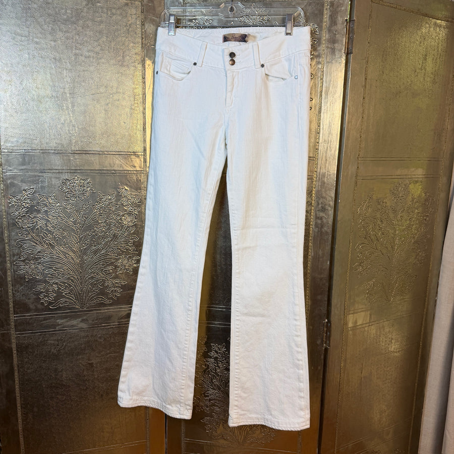PAIGE Hidden Hills White Flare Jeans — Front