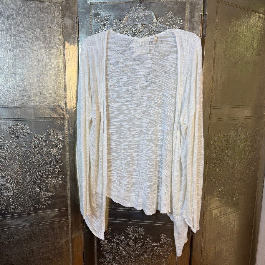 Sheer Draped Open-Front Cardigan Size M — Front
