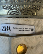 Zara Cream Utility Cargo Jeans Size 2 (EUR 34, MX 24) — Brand and Size Tag
