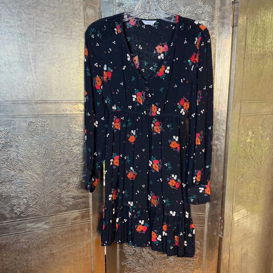 i kandi Floral Embroidered Mini Dress — Front